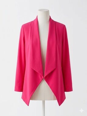 Hot Pink Open-Front Draped Blazer